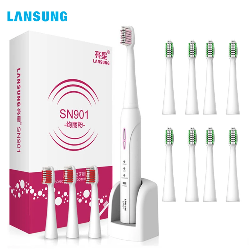 

Lansung Sonic Electric Toothbrush Rechargeable Adult Ultrasonic Automatic Toothbrush Heads Smart Whitening 12 Brush Heads