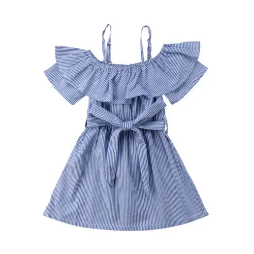 

Summer Fashion Casual Toddler Kids Child Girls Cotton Off-shoulder Dress Party Gown Dresses Clothes Sundress