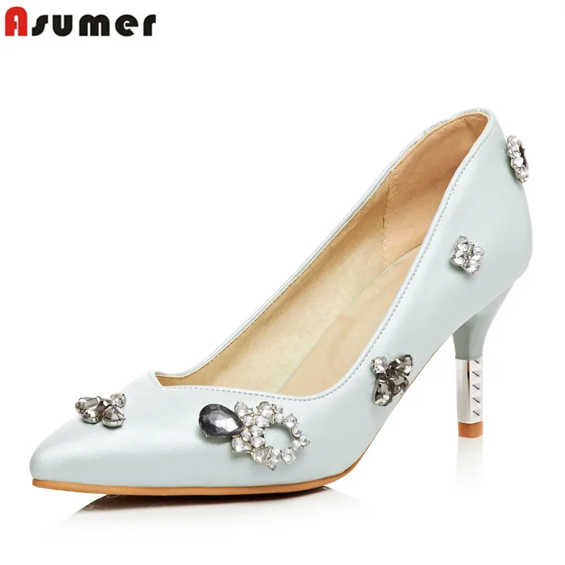 

Plus size 34-43 new arrive high heels shoes woman rhinestone pointed toe party wedding shoes woman pumps drop shipping