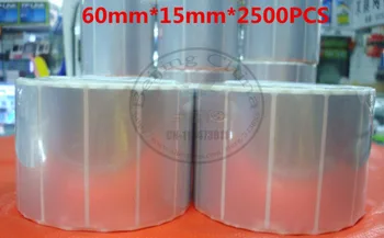 

Free Delivery blank handmade custom stickers waterproof 60 * 15 * 2500Pcs Silver PET barcode gift tags For label Printer 105sl