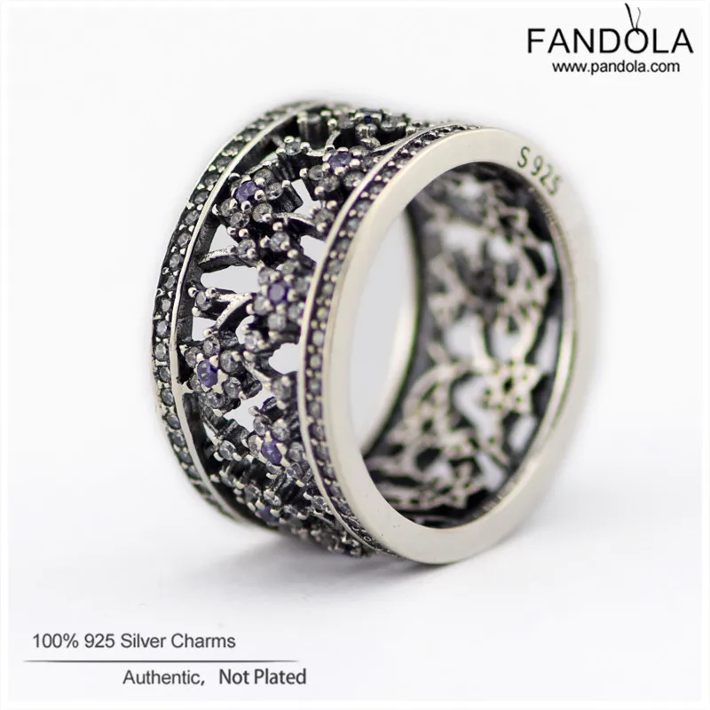 

CKK 925 Sterling Silver Rings Forget Me Not Purple & Clear CZ Wedding Ring for Women Jewelry bagues pour femme Free Shipping