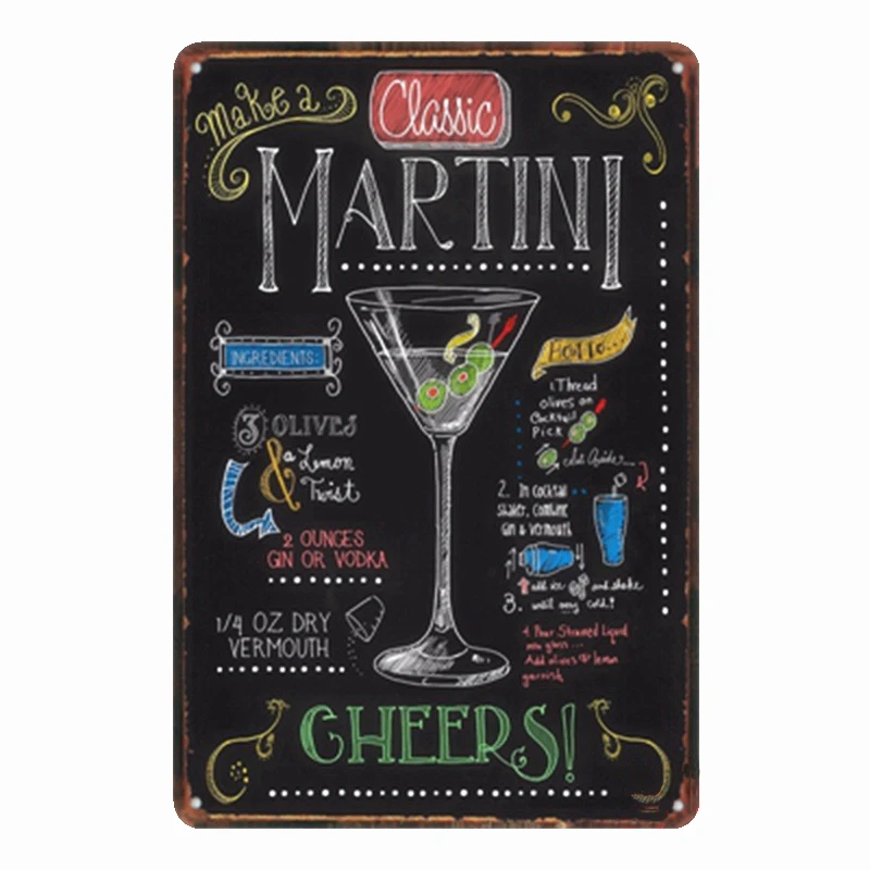 Mojito Martini водка винтажная металлическая жестяная вывеска для дома бара паба