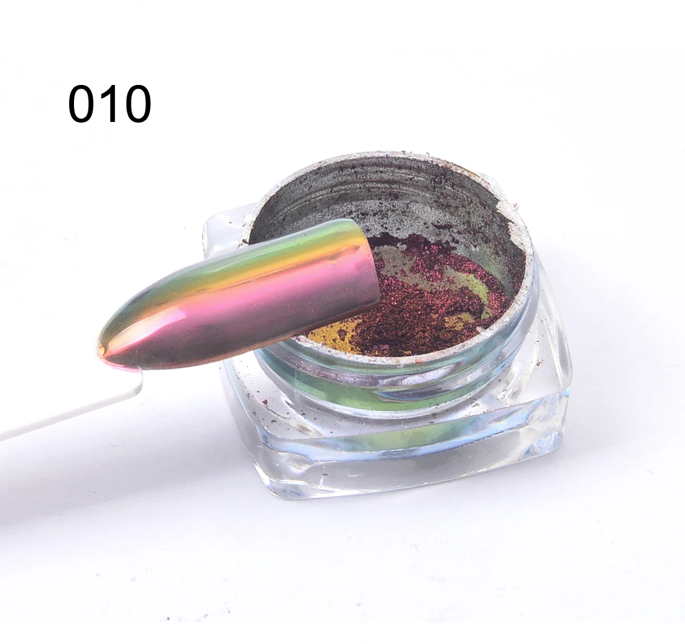 WUF 1 Box 0.3g Chameleon Mirror Nail Glitters Powder DIY Nail Chrome Pigment Dust Manicure Nail Art Decoration Tools