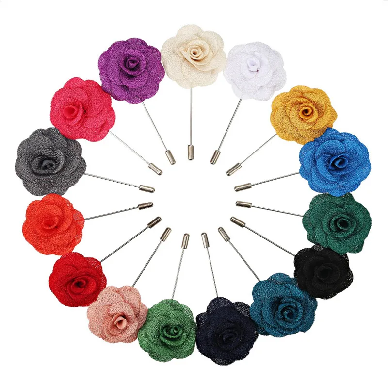 

Handmade Men's Flower Daisy Handmade Boutonniere Camellia Stick Brooch Lapel Safety Pin for Party Wedding Accessories