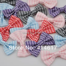 U Pick 40pcs Tartan plaid Ribbon Bows flower Appliques craft Lots mix A074