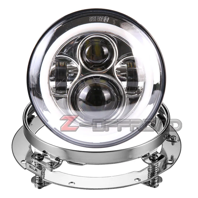

For street glide 7inch LED H4 Halo Ring Headlight Light Lamp with DRL 7" Projector Headlamp Housing Ring Mount
