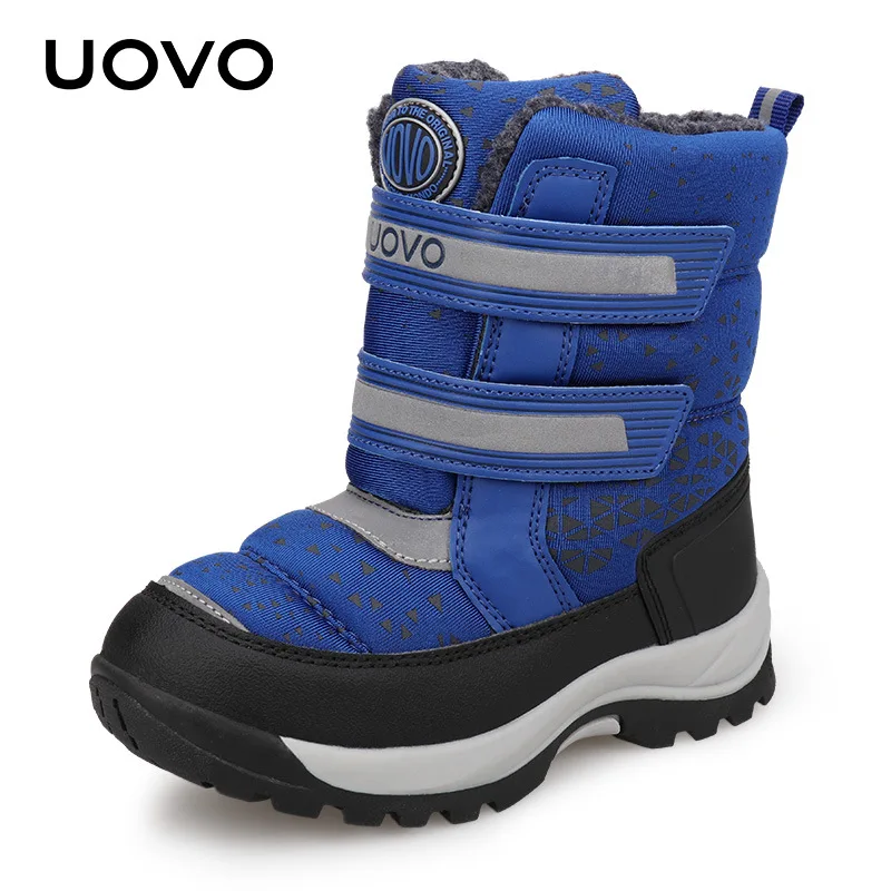 Уличные ботильоны для мальчиков и девочек бренд uovo размер 29-37, синие, фиолетовые детские повседневные короткие Ботинки Зимняя обувь на платформе для пеших прогулок Botas - Цвет: Blue
