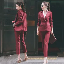 Women’s businss suit 2017 New Fashion Slim Business Wear Elegant Women Office OL Jacket Set Formal Blazer + Pants Suit Feminino