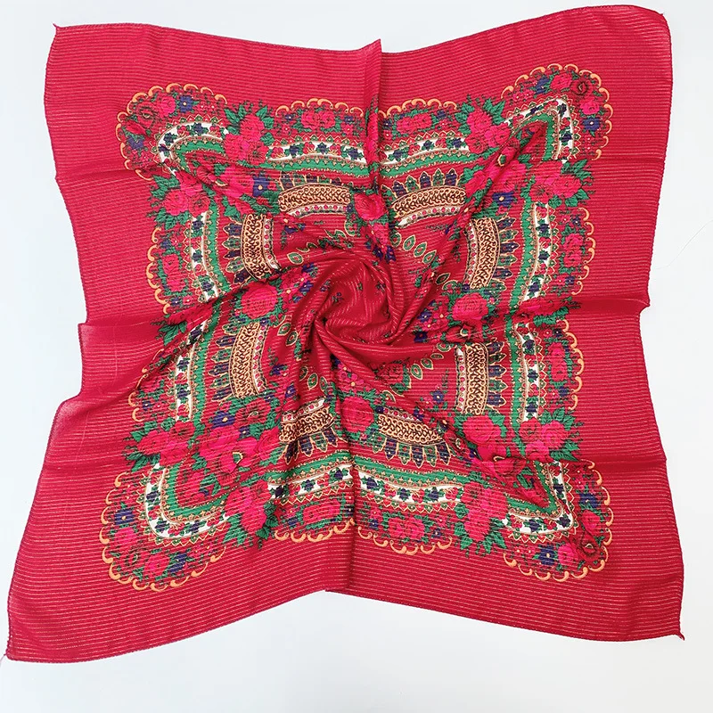 Печатный шарф с этническим принтом 70 см X 70 см пылезащитный цветочный головной убор кешью шарф Ретро Цветочный мусульманский платок русский хиджаб