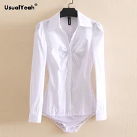 UsualYeah Pure Front Folds V Neck Body Shirt and Blouse Long Sleeve Office Lady Minimalist Cotton Shirts Light blue White 1