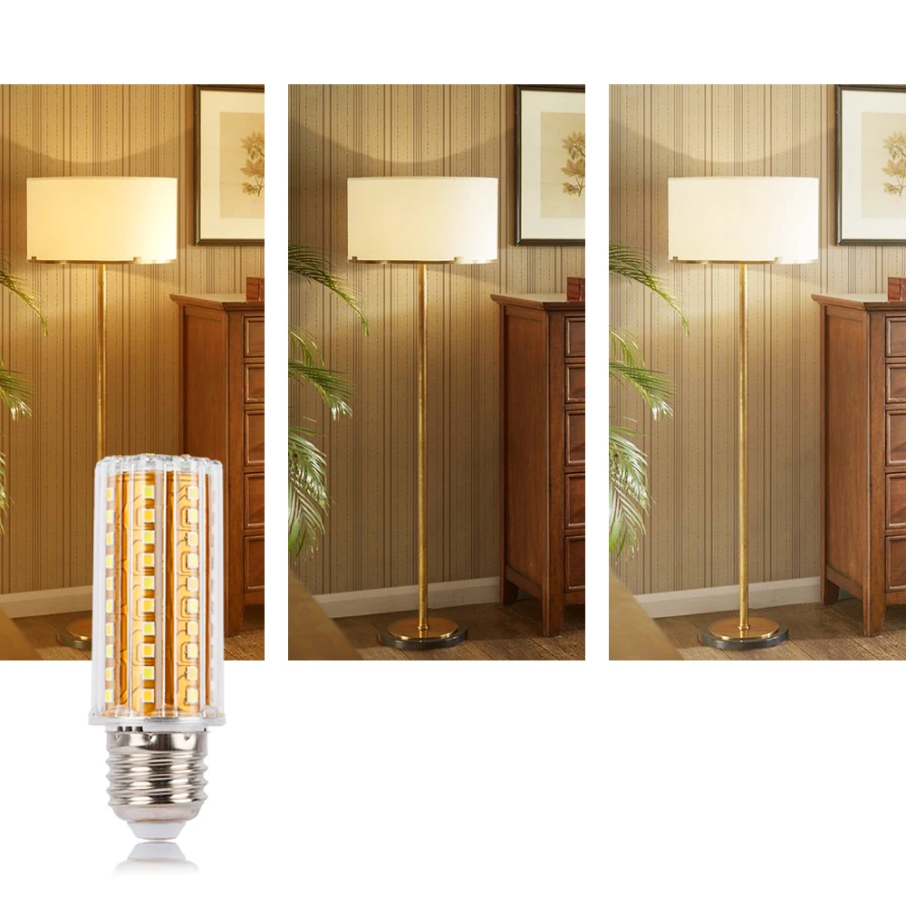 220V Led Corn Bulb E27 LED Lamp 12W 90 LEDs 3 Modes Adjustable Eye Care Light No Flicker for Home Chandelier Candle Lighting | Лампы и