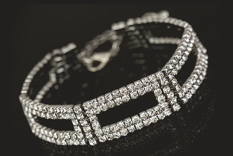 Роскошные хрустальные браслеты для женщин серебряные браслеты и браслеты Femme Свадебные ювелирные изделия винтажные браслеты