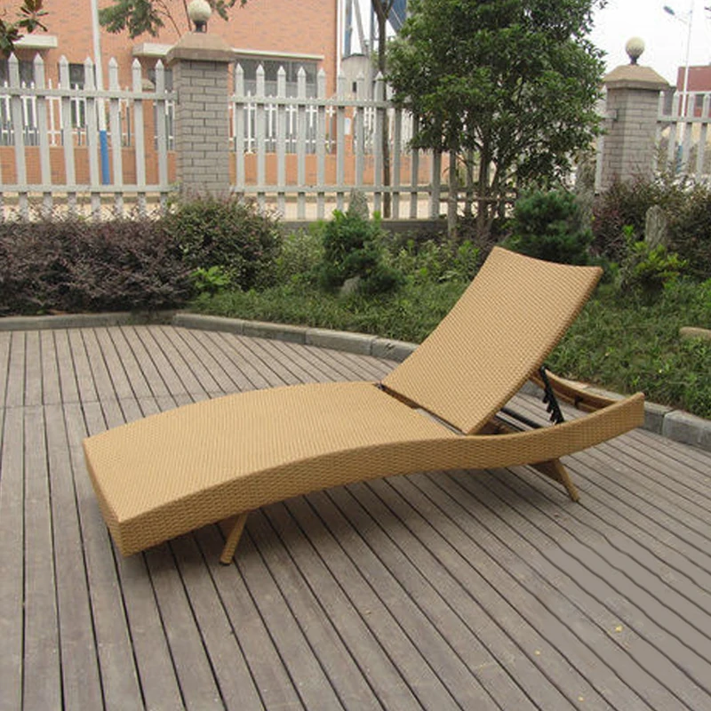 Patio PE Rattan Lounge Chair , Modern Comfortable Chaise Lounge to sea port by sea