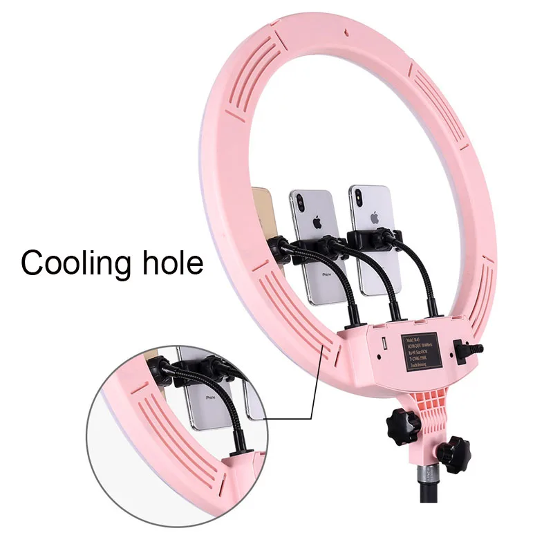 3 phone clips 45CM 18-inch Outer Dimmable SMD LED Selfie Ring Light Lighting Kit for Camera Photo S - 4000022790312