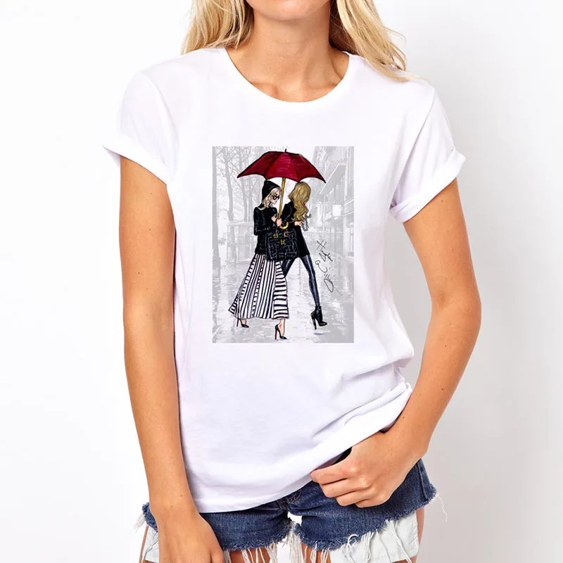 

Vintage Vogue Paris Patterns of the Eiffel Tower Print Summer Fashion Women Printed Casual Tops Hipster Cool Ladies White Tee