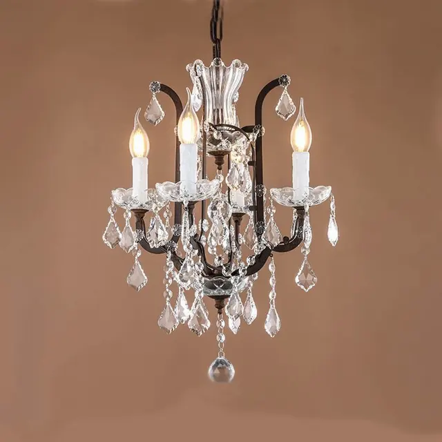 Retro Vintage Antique Rust French Mini 4 Arms Chandelier Crystal Retro Vintage antique rust french mini 4 arms chandelier crystal european empire style crystal chandelier for - Retro Vintage Antique Rust French Mini 4 Arms Chandelier Crystal