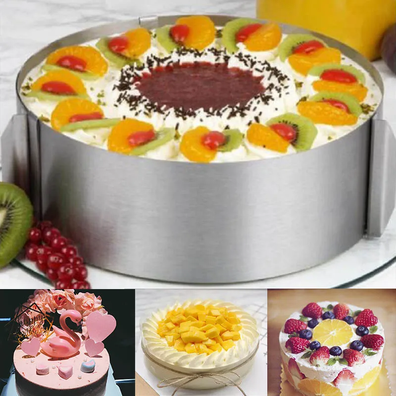 

DIY Cake Molds 6-12 Inch Adjustable Stainless Steel Round Mousse Baking Tools Cake Mould Bakeware Pastry Ring Cercle Tartlets