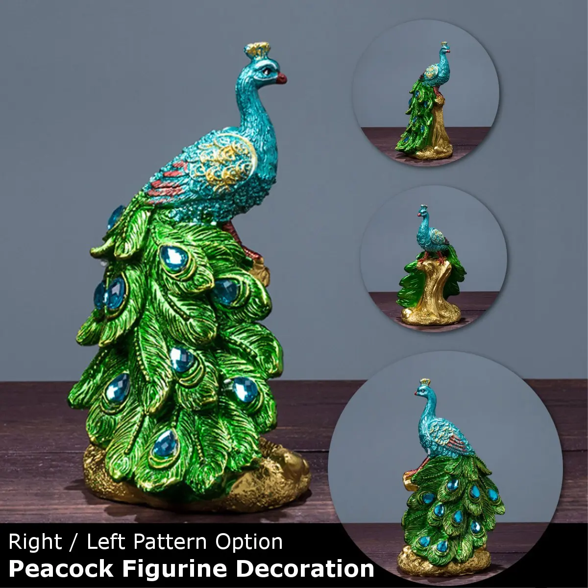 

Mini Peacock Figurine Miniatures Resin Statue Ornament Wedding Birthday Gift Home Art Crafts Left Right 9x9x15cm Home Decoration
