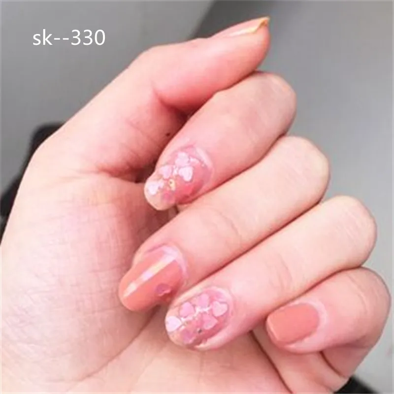 

Bright nail polish two sets of pink sequins will not last long