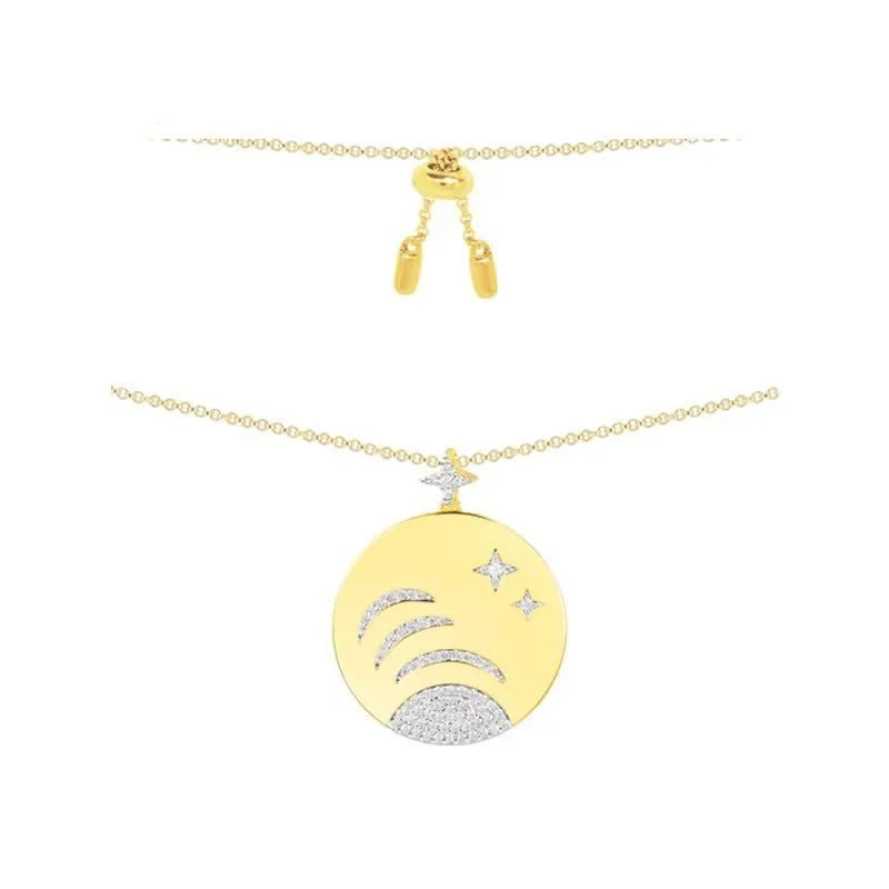 

Zoziri 925 Sterling Silver Milky Way galaxy Pendant , Women Space series cz zircon Star Moon necklace brand Monaco Jewelry