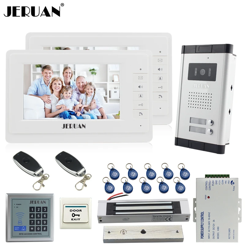 JERUAN Apartment 7\ Video Intercom Door Phone System kit 2 Monitor 700TVL Camera RFID Access Control For 2 Household In Stock JERUAN Apartment 7\ Video Intercom Door Phone System kit 2 Monitor 700TVL Camera RFID Access Control For 2 Household In Stock
