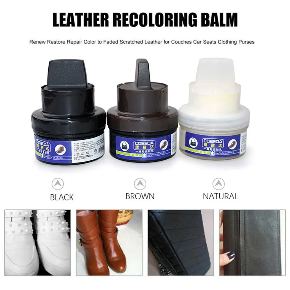 

New 50ml Leather Repair Cream Recoloring Balm Scratched For Couches Car Seats Clothing Purses Black Brown Transparent Optional