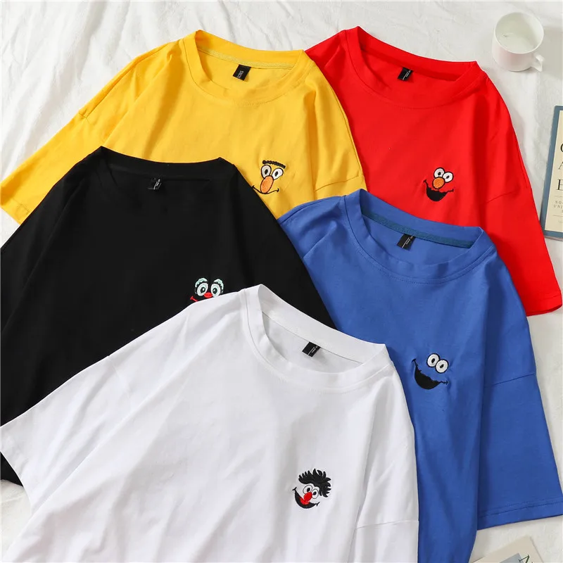 

Han edition of the original jumper SuFeng cartoon T-shirt animation Embroidery makeup look multicolor code frock
