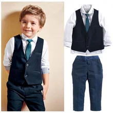 Новая мода нарядная одежда для мальчиков детские комплекты одежды из 3 предметов, праздничная одежда для случая комплект детской одежды Одежда для свадебной вечеринки DS26