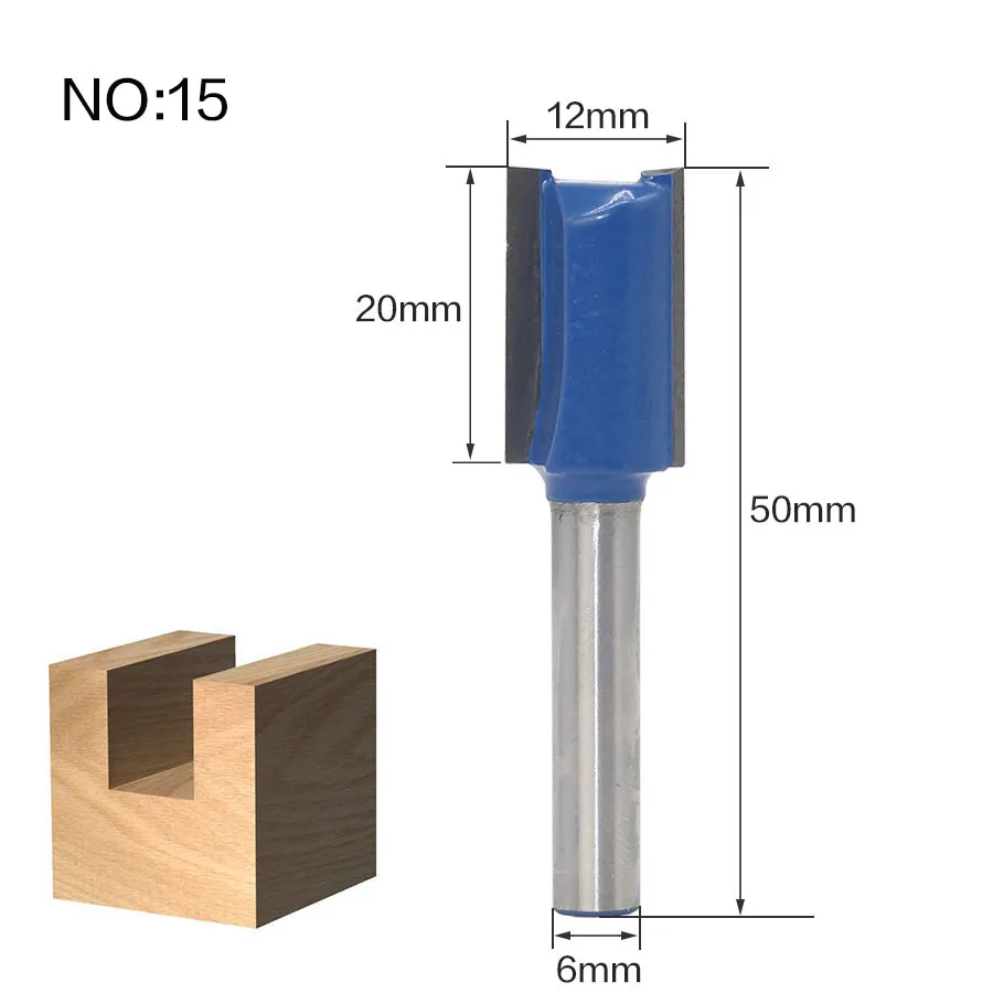 1 шт. 6 мм хвостовик древесины фрезы прямой концевой фрезы триммер очистки заподлицо отделка угловая круглая бухта коробка биты инструменты фрезы - Длина режущей кромки: NO15