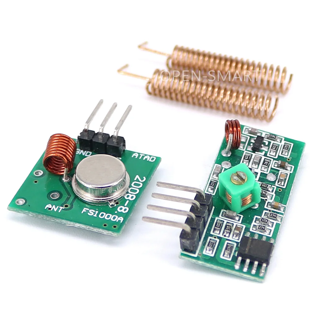 RF Wireless Transceiver Kit 433MHz Receiver & Transmitter Module 2PCS Spring Antenna Compatible Arduino