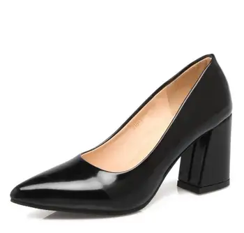 

Elegant Zapatos Mujer Ladies Women Wedding Shoespatent Leather Pumps Party Woman Chunky High Heels Zapatos Mujer C161661
