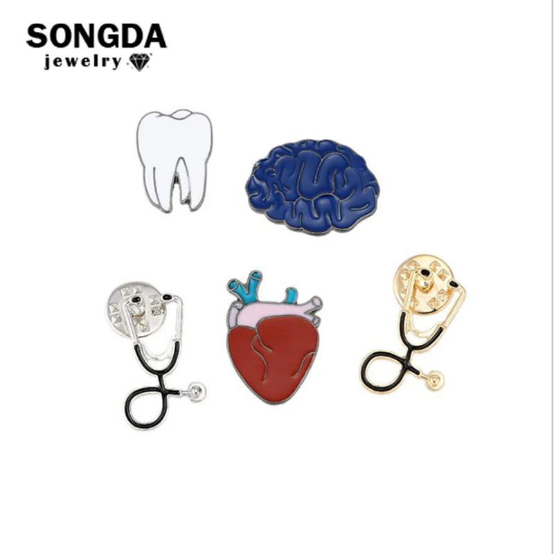 

SONGDA Human Body Enamel Pin Heart Brain Tooth Stethoscope Brooches Medical & Anatomy Physicians Medical Student Graduation Gift