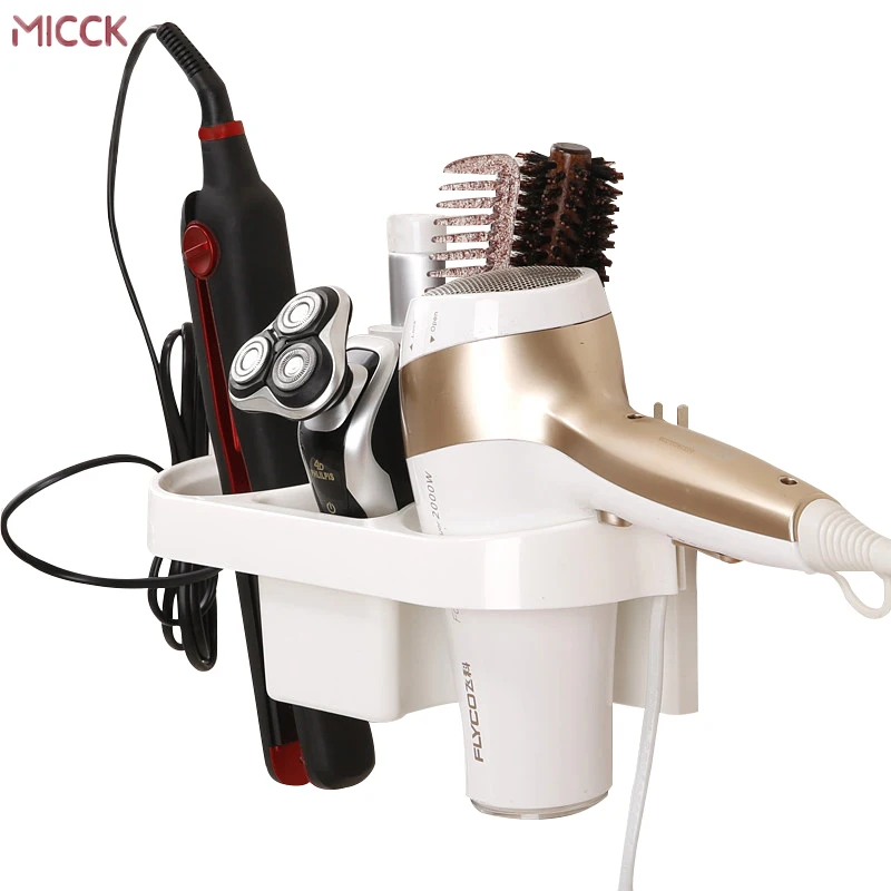 Micck مجفف الشعر تخزين الرف متعددة الوظائف رفوف الحائط ل حامل رف الحمام التخزين المنظم الفضاء إنقاذ مشط