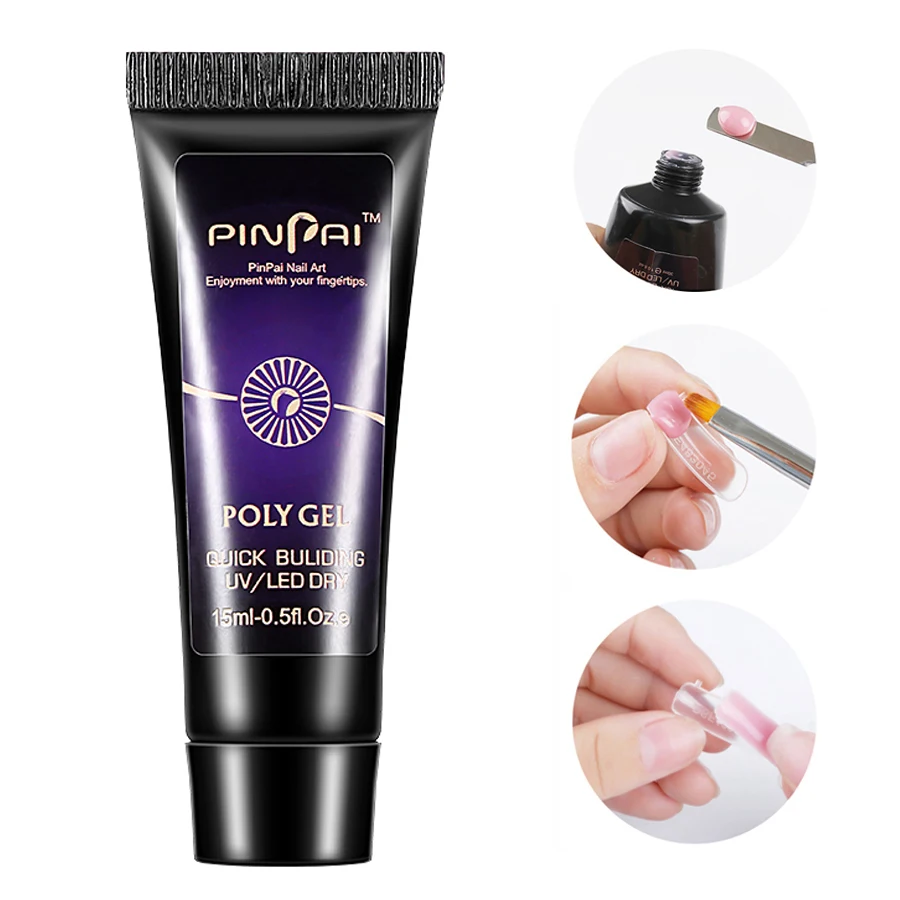 

Pinpai 15ml Clear Pink Nail UV LED Builder Poly Gel Nail Acrylic Gel Acryl for Building Manicure Nail Art Tip Extension Polygel