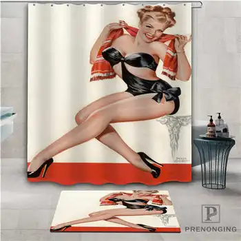 

Custom pin-up girls (1) Waterproof Shower Curtain Doormat Home Bath Bathroom Polyester Fabric Multi Sizes#2019-01-12-265