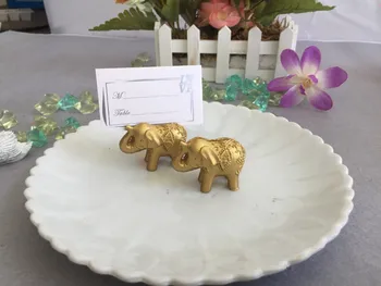 

100pcs Lucky Golden Elephant Place Card Holders Wedding Decoration Favors Name Card Holder for birthday party