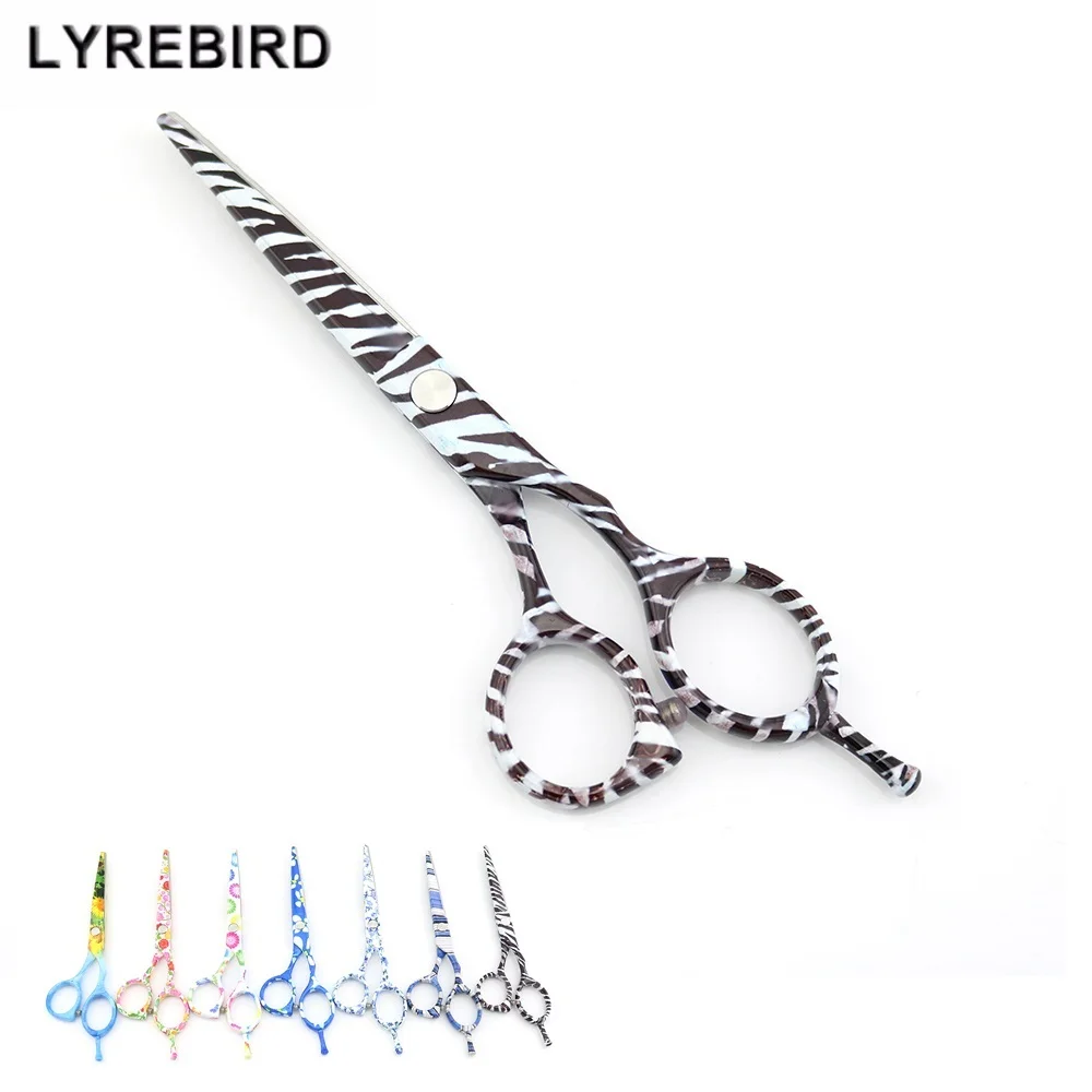 

Hair shears 5.5 INCH Hair cutting scissors Water Transfer Printing Zebra-stripe hair scissors Simple packing LYREBIRD NEW