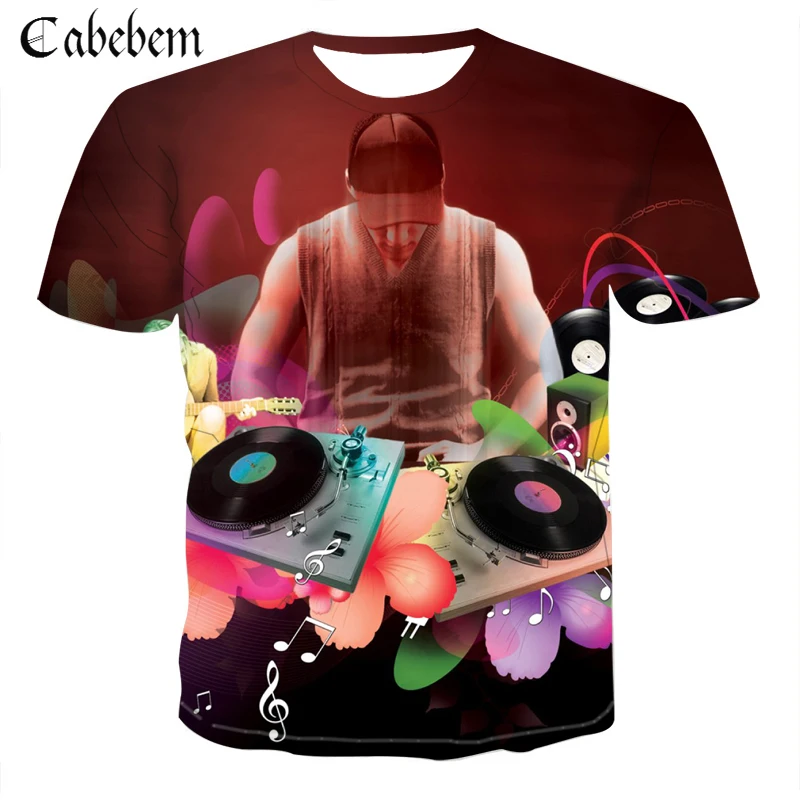 

2019 summer new music DJ men and women hip hop T-shirt fashion men's 3D printing T-shirt streetwear high quality men's shirt