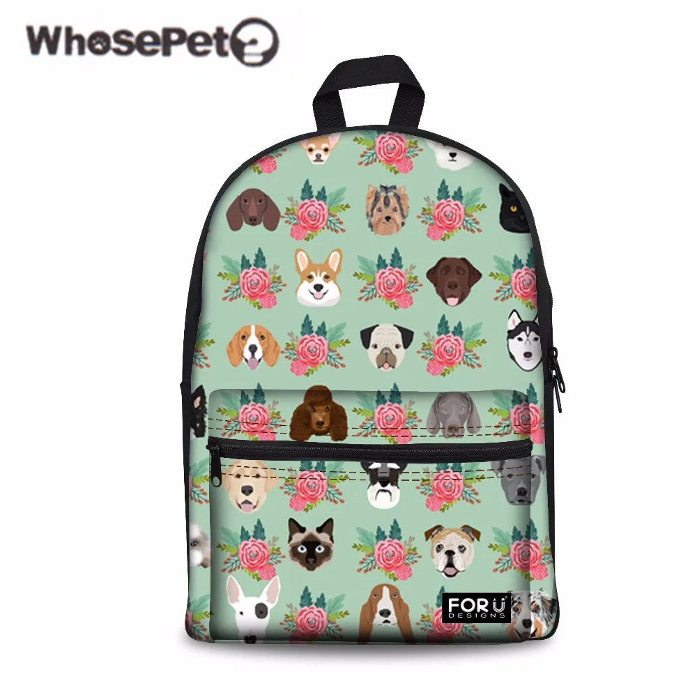 

WHOSEPET Backpacks Women Fashion Shoulder Backpack Pit Bull Terrier Printing School Bagpack for Kids Cute Bookbag Feminine Bolsa