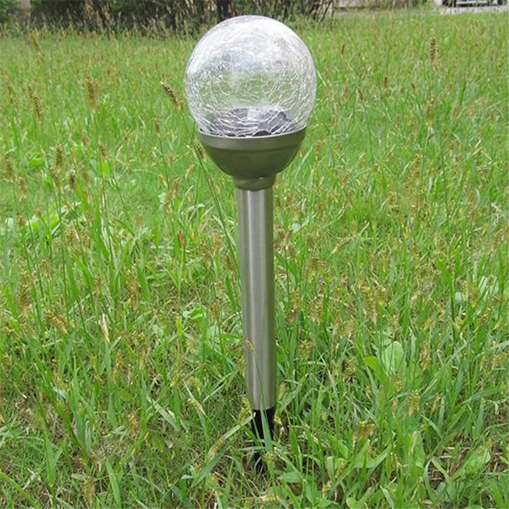 Padrão de Crack Lâmpadas do Gramado de Energia Inoxidável Luzes Bola Solar Jardim Luz Luz-operado Lâmpada Dropship 6.23 2 Pcs Aço 9 Cheap Lâmpadas solares