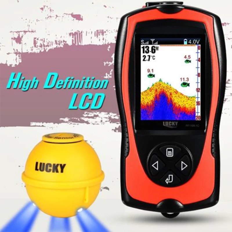 

Fishing Eco Sounder With Cable Depth Fish Finder Sonar Sensor LCD Fish Alarm Detector Transducer