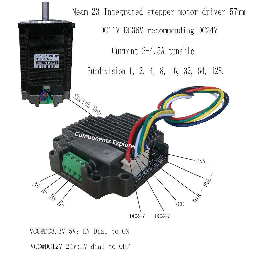 driver de motor deslizante integrado DC11V-DC36V recomendando dc24v atual 2-4.5a tunabl