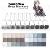 Touchnew marqueur stylo 6/12/30 couleurs gris couleurs Art marqueurs Double pointe croquis marqueurs à base d'alcool encre tons Art fournitures ► Photo 1/6