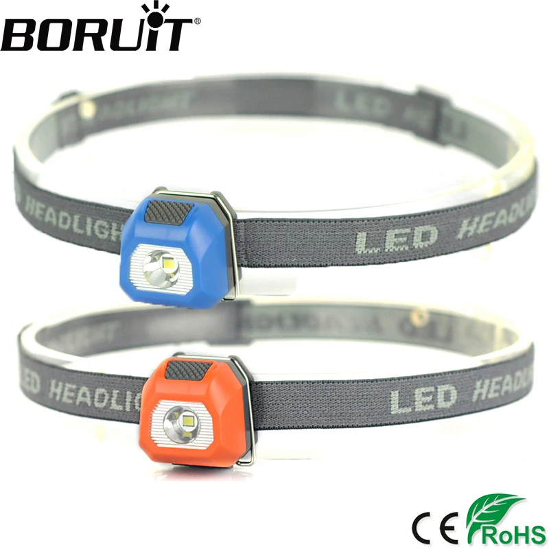 

BORUiT 3W 400LM LED Mini Headlamp 3 Modes Headlamp Waterproof CR2032 Flashlight Camping Hunting Fishing Head Torch