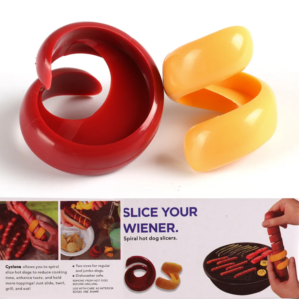 

2 PCs Manual Fancy Sausage Cutter Spiral Barbecue Hot Dogs Cutter Slicer kitchen Cutting Auxiliary Gadget Fruit Vegetable Tools