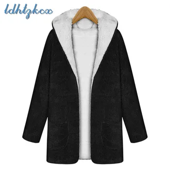 

Solid Color Long-sleeved Hooded Hoodies Female 2018 Autumn-winter Fashion Streetwear Tide Plus Velvet Warmth Hooded Hoodies L391