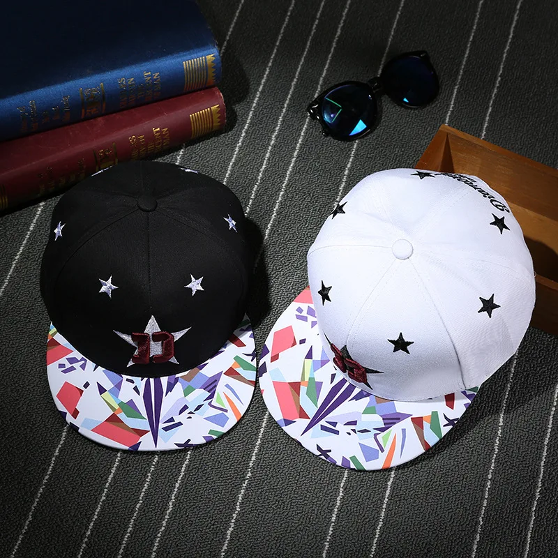 Di modo Star D Ricamo Cappelli Hip Hop Per Le Donne Degli Uomini Dei Ragazzi Del Cappello di Stampa di Arte Cappelli di Snapback Caps Hip Hop Femminile sun Caps BKX509