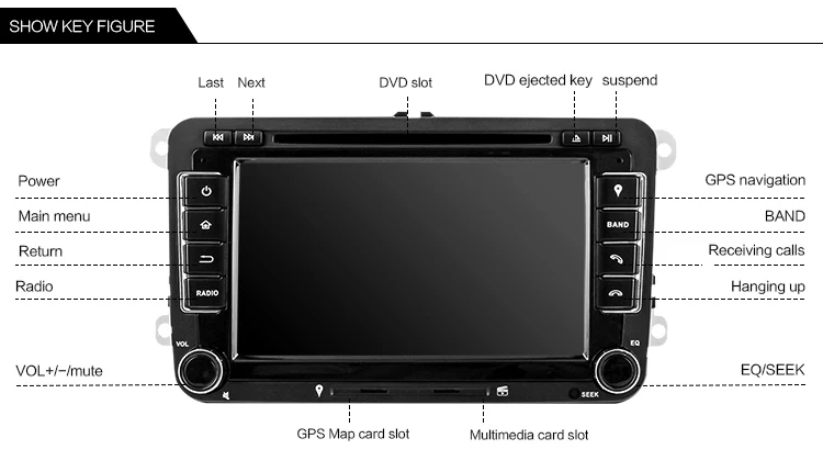 Idoing 2Din Android7.1 автомобильный DVD мультимедийный плеер Рулевое колесо для VW Polo Golf четырехъядерный gps навигация Сенсорный экран