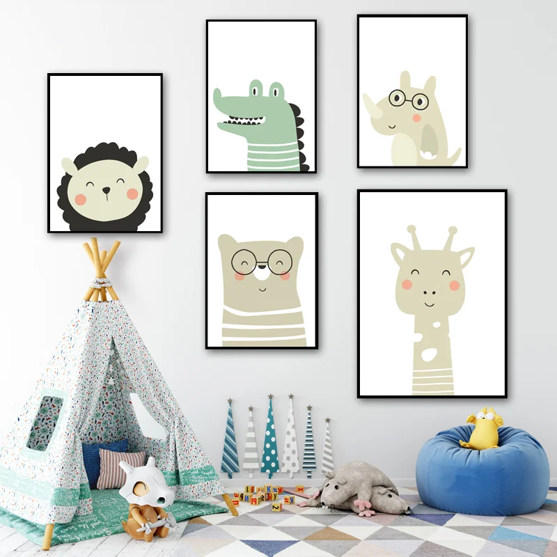 

Lion Giraffe Rabbit Bear Crocodile Nursery Wall Art Canvas Painting Print Nordic Posters And Prints Wall Pictures Kids Room