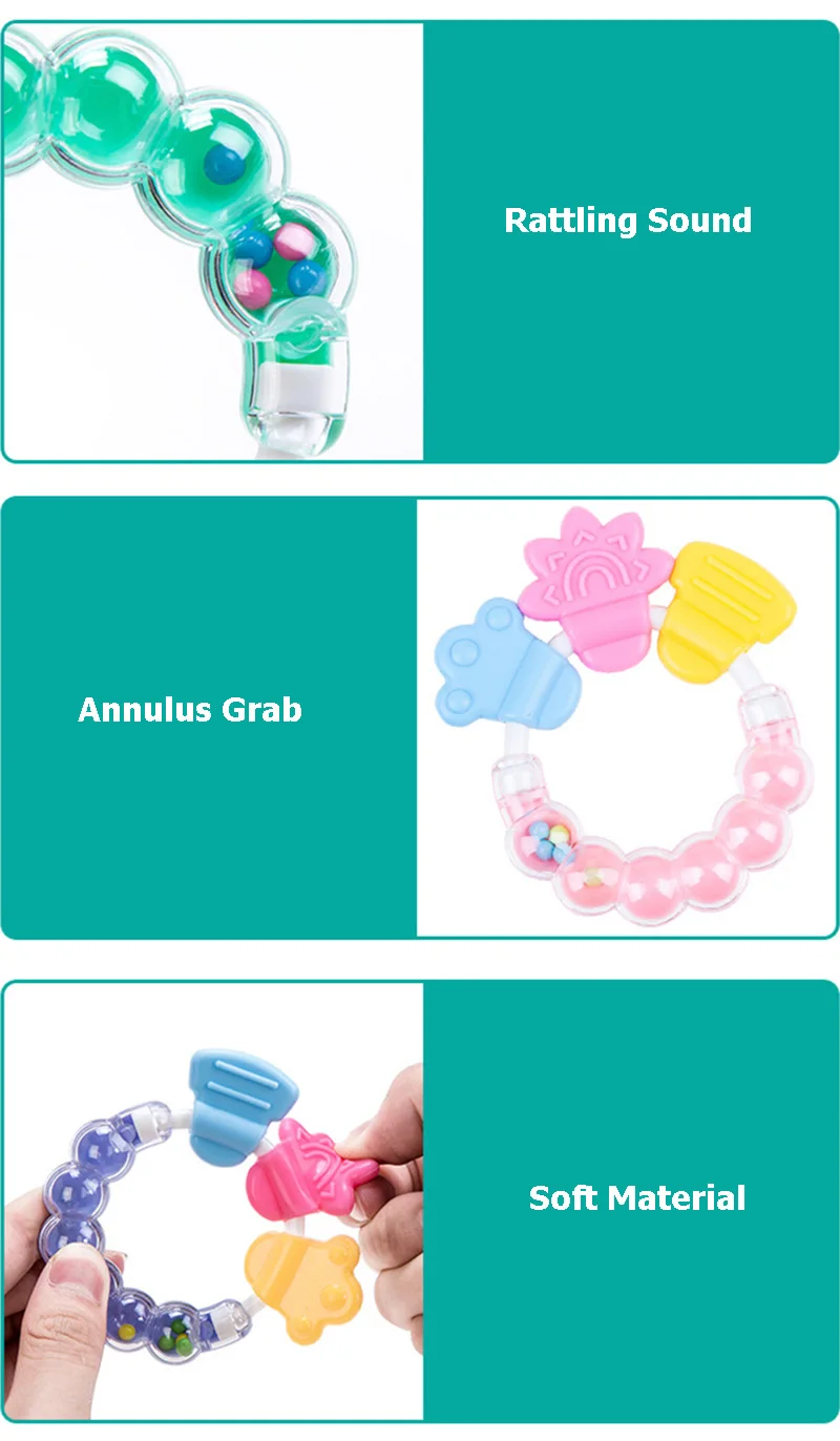 Baby Teether Molar Food-grade Silicone Toddler Dental Care Training Tooth Cute Bell Jingle Toy Infant Toothbrush Pacifier BB5073 (6)